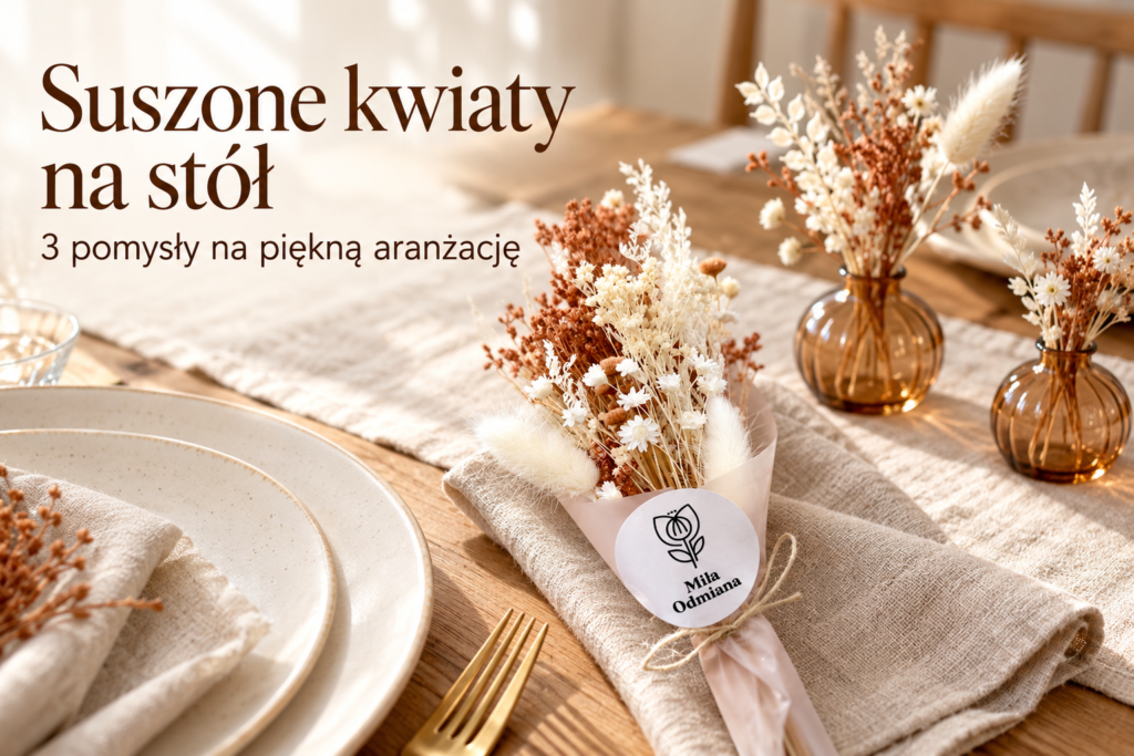 Suszone kwiaty na stół — 3 aranżacje na kolację, rodzinne przyjęcie i święta
